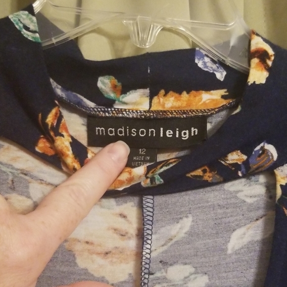 Madison Leigh navy gold floral collar dress 12 - Picture 2 of 2